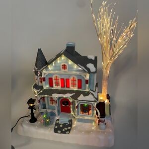 Avon Festive Holiday House with Snowman - Blue and Red